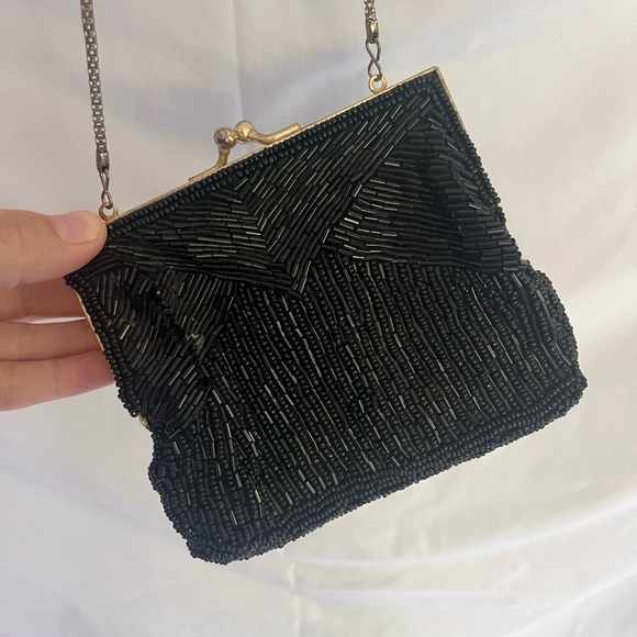 Vintage 1950’s beaded evening bag by Magid black hand beaded - Picture 1 of 5